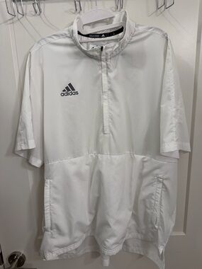 adidas White Short-Sleeve Half-Zip Performance Polo